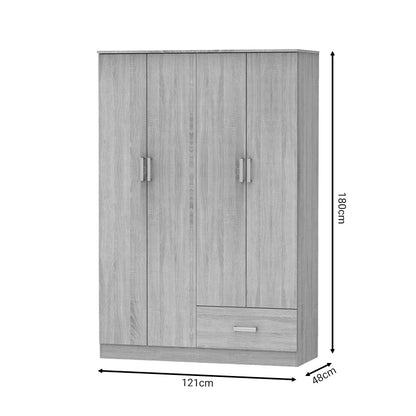 Four-leaf wardrobe Karter pakoworld sonoma melamine 121x48x180cm