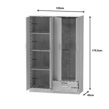 Four-leaf wardrobe Karter pakoworld sonoma melamine 121x48x180cm