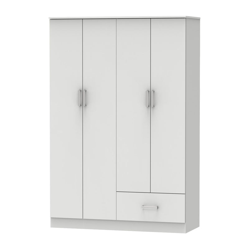 Four-leaf wardrobe Karter pakoworld white melamine 121x48x180cm