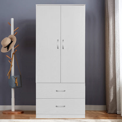 Wardrobe Zelia pakoworld with 2 doors and drawers in white color 79x42x180cm