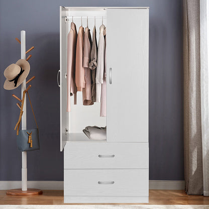Wardrobe Zelia pakoworld with 2 doors and drawers in white color 79x42x180cm