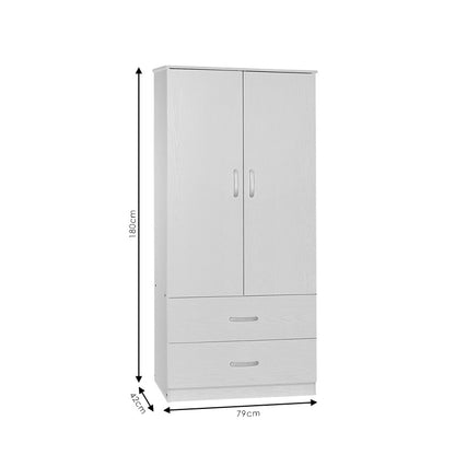Wardrobe Zelia pakoworld with 2 doors and drawers in white color 79x42x180cm