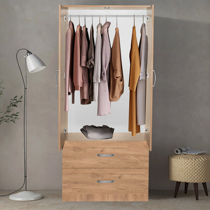 Wardrobe Zelia pakoworld with 2 doors and drawers in natural color 79x42x180cm