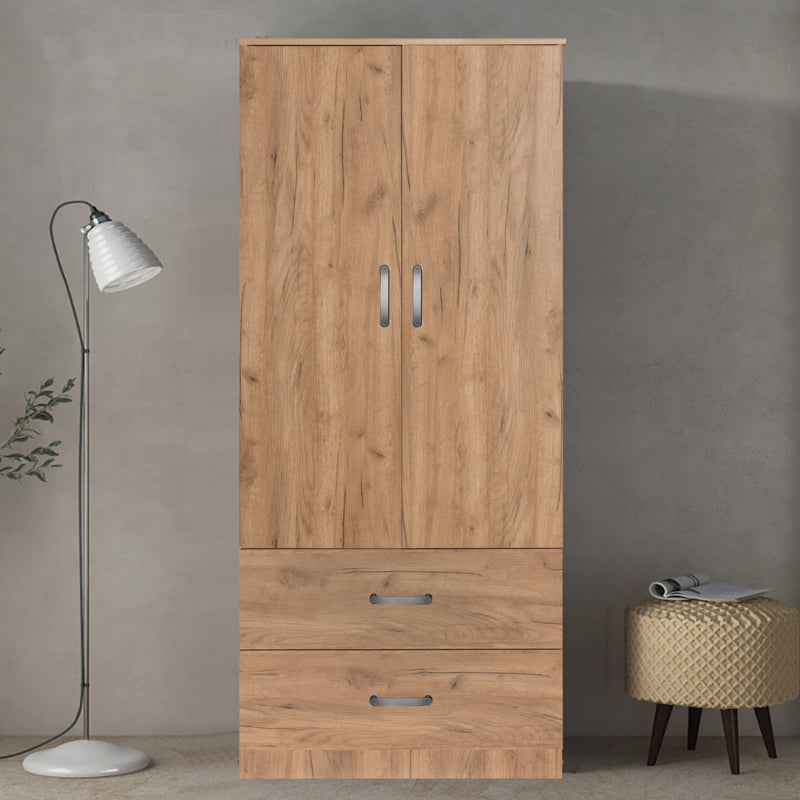 Wardrobe Zelia pakoworld with 2 doors and drawers in natural color 79x42x180cm