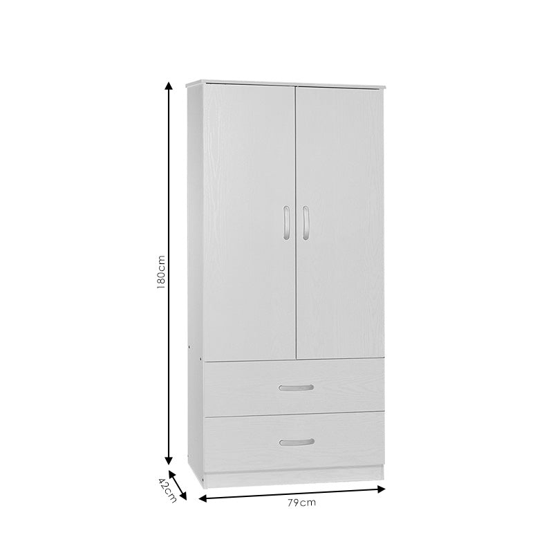 Wardrobe Zelia pakoworld with 2 doors and drawers in natural color 79x42x180cm