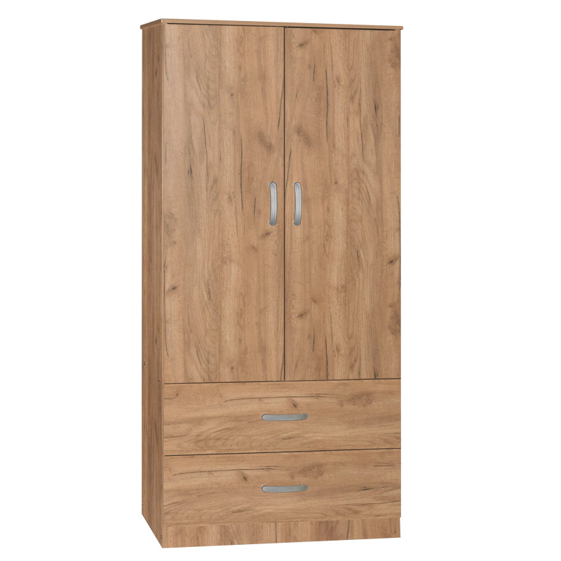 Wardrobe Zelia pakoworld with 2 doors and drawers in natural color 79x42x180cm