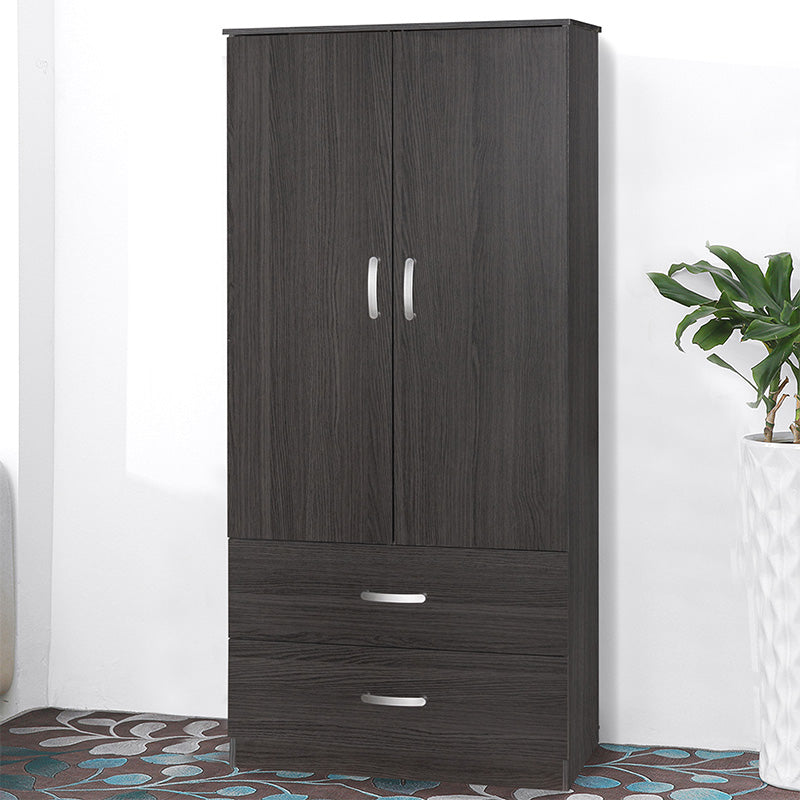 Wardrobe Zelia pakoworld with 2 doors and drawers in wenge color 79x42x180cm