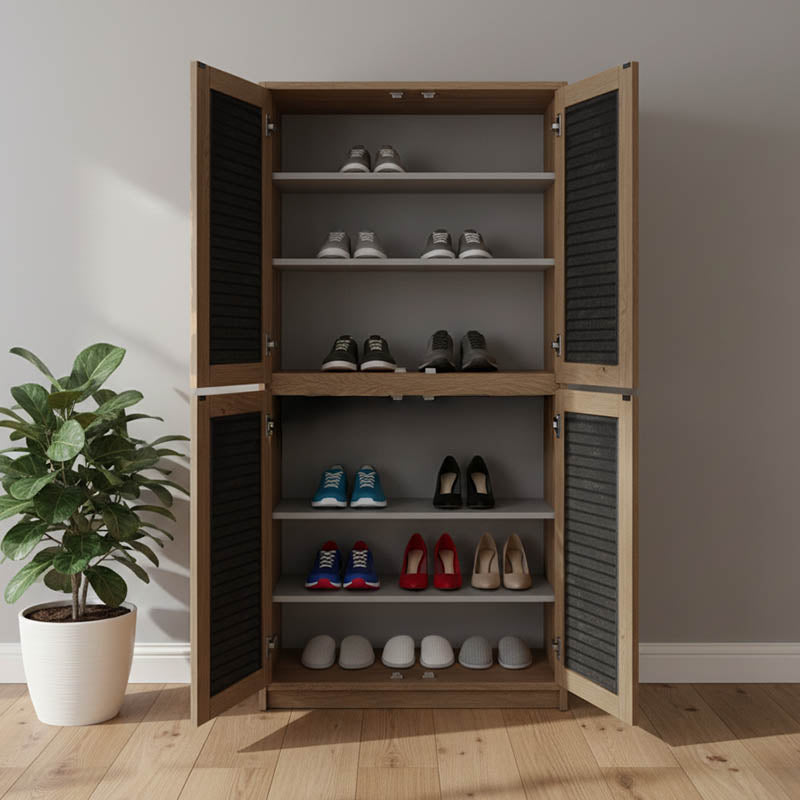 Shoe cabinet Ronan walnut 70.5x35x122cm