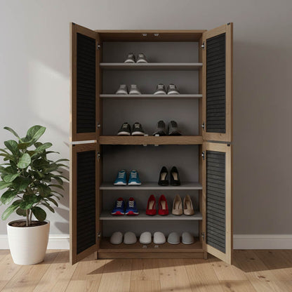 Shoe cabinet Ronan walnut 70.5x35x122cm