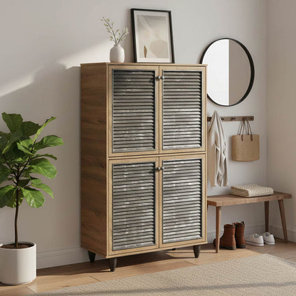 Shoe cabinet Ronan walnut 70.5x35x122cm