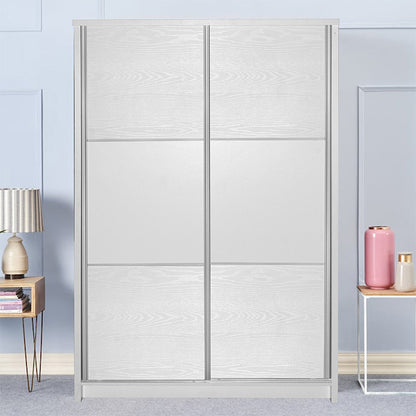 Wardrobe with 2 sliding doors Chase pakoworld in white colour 152.5x56.5x185cm