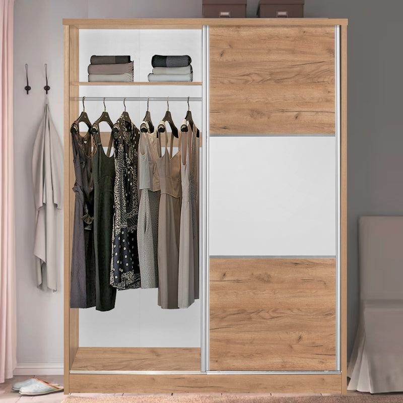 Wardrobe with 2 sliding doors Chase pakoworld in natural colour 152.5x56.5x185cm