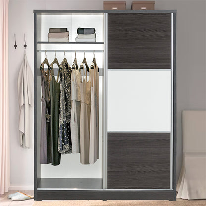 Wardrobe with 2 sliding doors Chase pakoworld in wenge colour 152.5x56.5x185cm