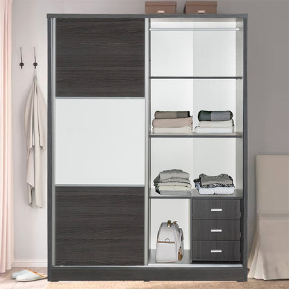 Wardrobe with 2 sliding doors Chase pakoworld in wenge colour 152.5x56.5x185cm