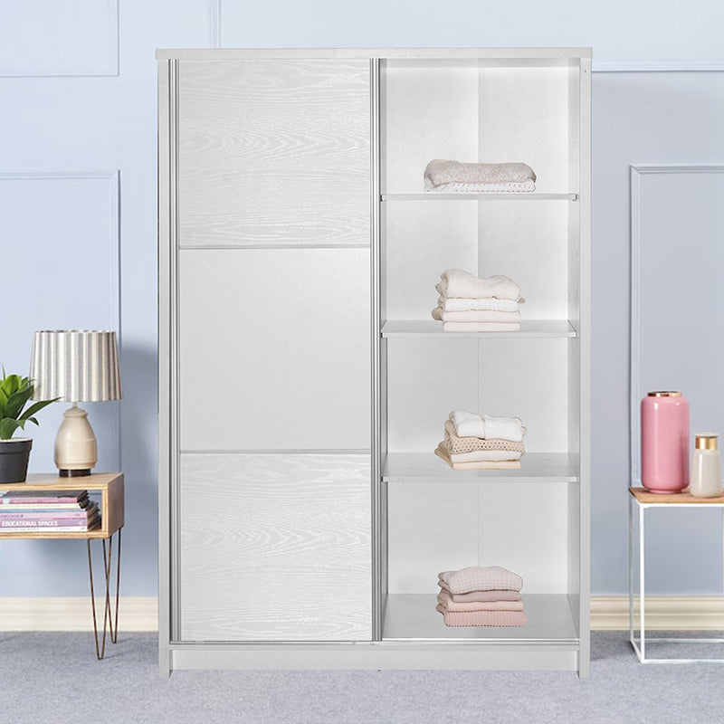 Wardrobe with 2 sliding doors Griffin pakoworld in white colour 121x56.5x180.5cm