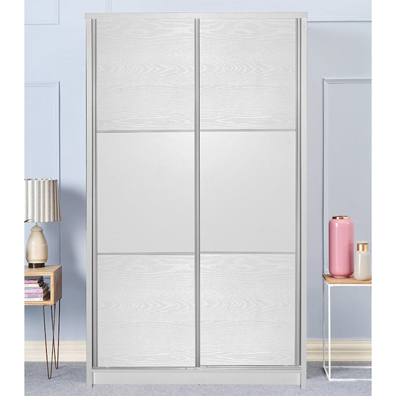 Wardrobe with 2 sliding doors Griffin pakoworld in white colour 121x56.5x180.5cm