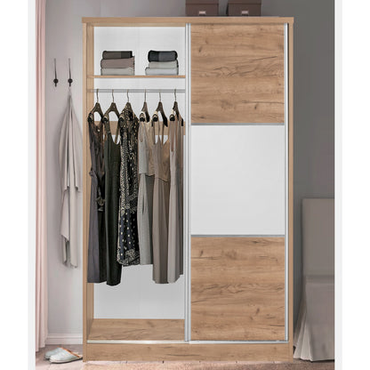 Wardrobe with 2 sliding doors Griffin pakoworld in natural colour 121x56.5x180.5cm