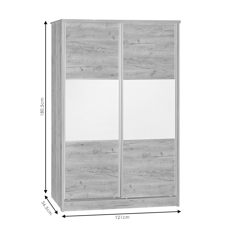 Wardrobe with 2 sliding doors Griffin pakoworld in natural colour 121x56.5x180.5cm