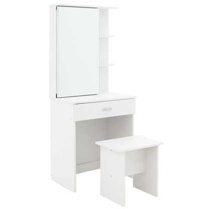 Dressing table with mirror Zelia pakoworld in white colour 60x40.5x151cm