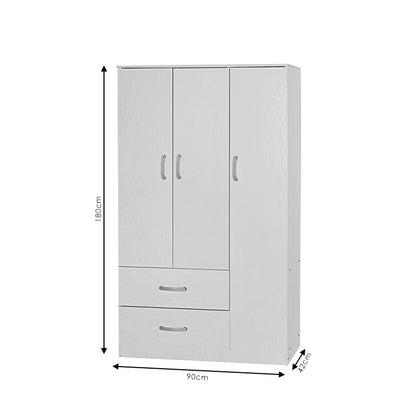 Wardrobe Zelia pakoworld with 2 doors and drawers in white color 90x42x180cm