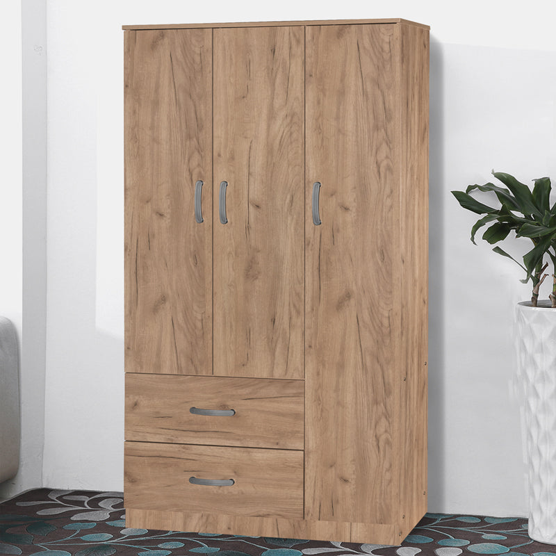 Wardrobe Zelia pakoworld with 2 doors and drawers in natural mo color 90x42x180cm