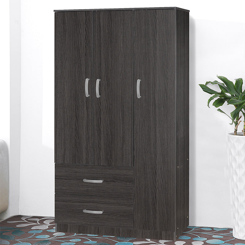 Wardrobe Zelia pakoworld with 2 doors and drawers in wenge eo color 90x42x180cm