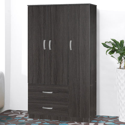 Wardrobe Zelia pakoworld with 2 doors and drawers in wenge eo color 90x42x180cm