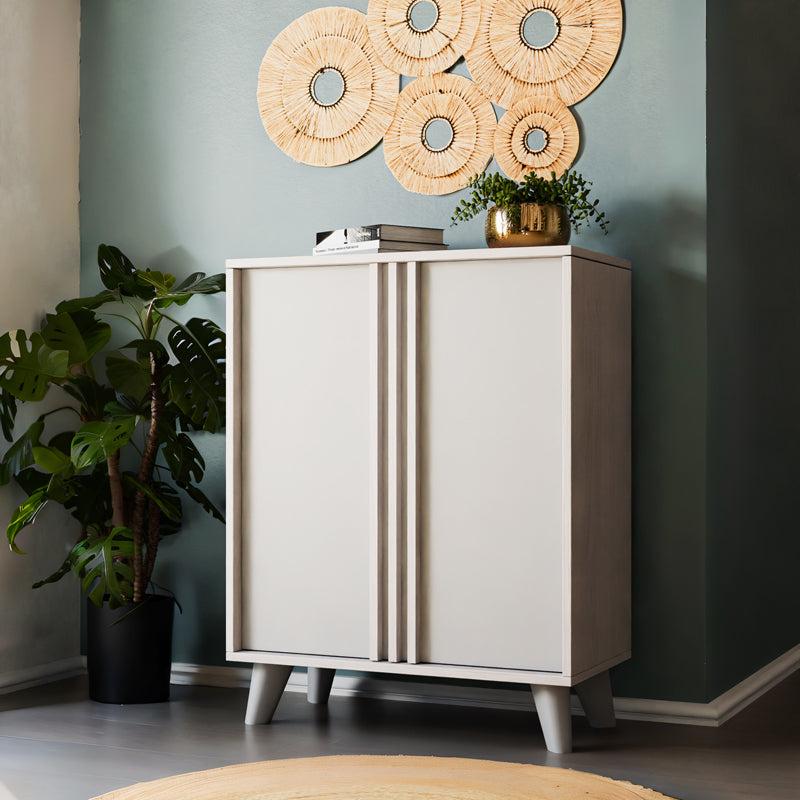 Shoe cabinet Milana pakoworld white sm-grey 74x38x95cm