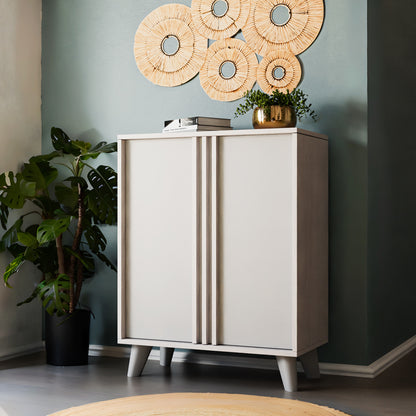 Shoe cabinet Milana pakoworld white sm-grey 74x38x95cm