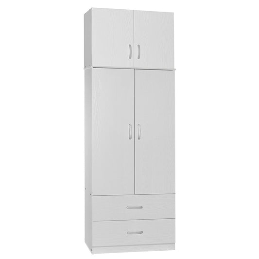 2 door wardrope and cabinet Zelia pakoworld white 79x42x240cm