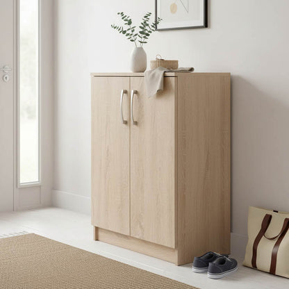 Shoe rack-cabinet Shordo melamine in natural color 60x40.5x80cm