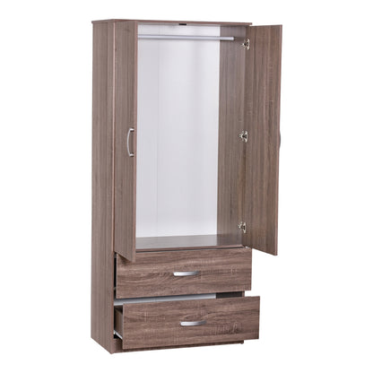 Zelia pakoworld two-leaf wardrobe with 2 drawers walnut color 79x42x180cm