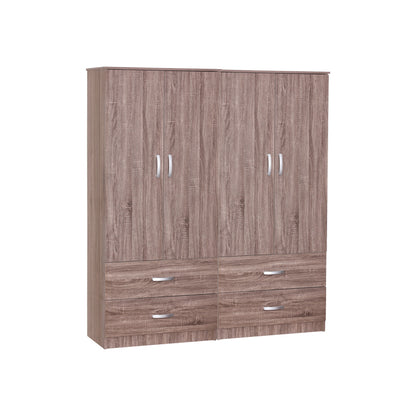 Zelia I pakoworld four-leaf wardrobe with 4 drawers walnut color 158x42x180cm