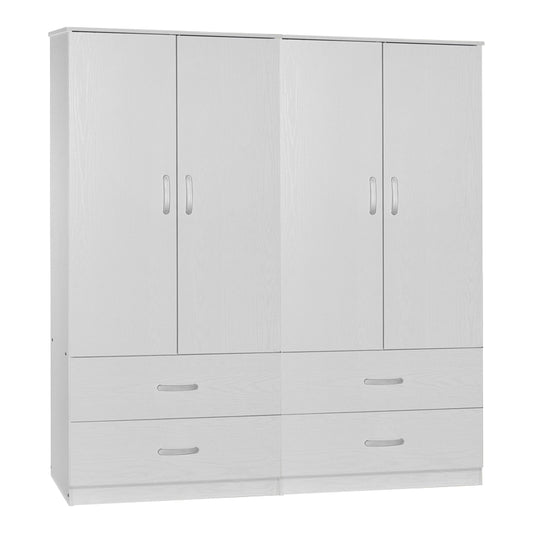 Zelia A pakoworld four-leaf wardrobe with 4 drawers color white 158x42x180cm