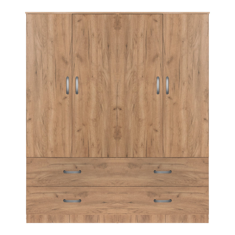 Zelia B pakoworld four-leaf wardrobe with 4 drawers natural color 158x42x180cm