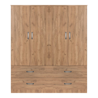 Zelia B pakoworld four-leaf wardrobe with 4 drawers natural color 158x42x180cm