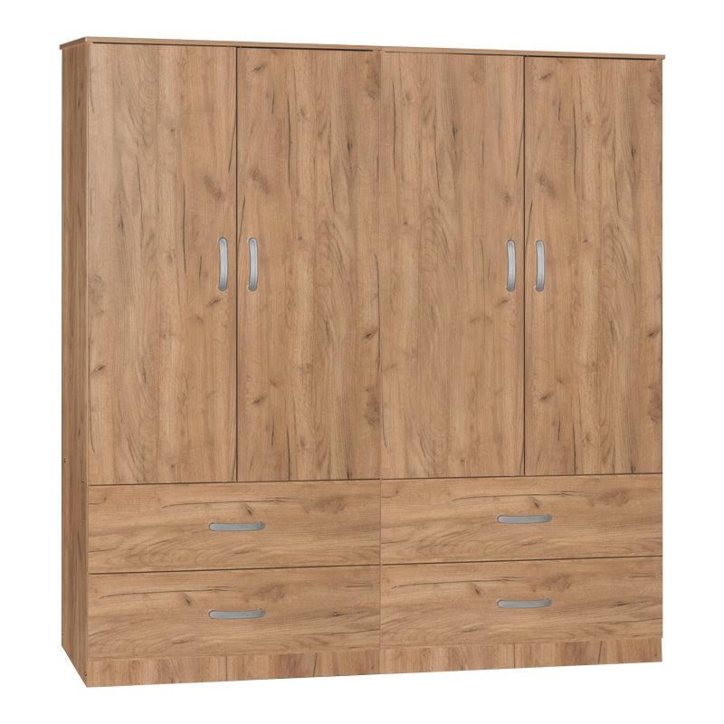 Zelia B pakoworld four-leaf wardrobe with 4 drawers natural color 158x42x180cm