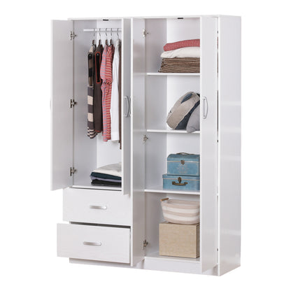 Zelia pakoworld four-leaf wardrobe with 2 drawers in white shade 120x42x180cm