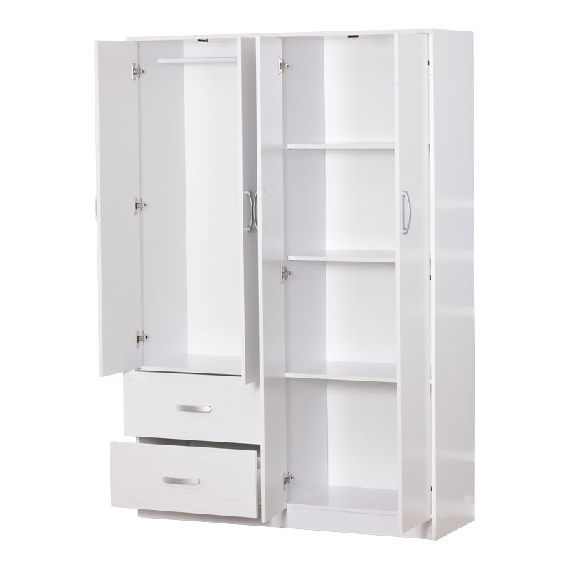 Zelia pakoworld four-leaf wardrobe with 2 drawers in white shade 120x42x180cm