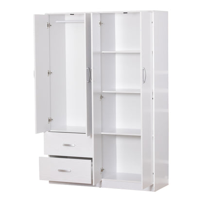 Zelia pakoworld four-leaf wardrobe with 2 drawers in white shade 120x42x180cm