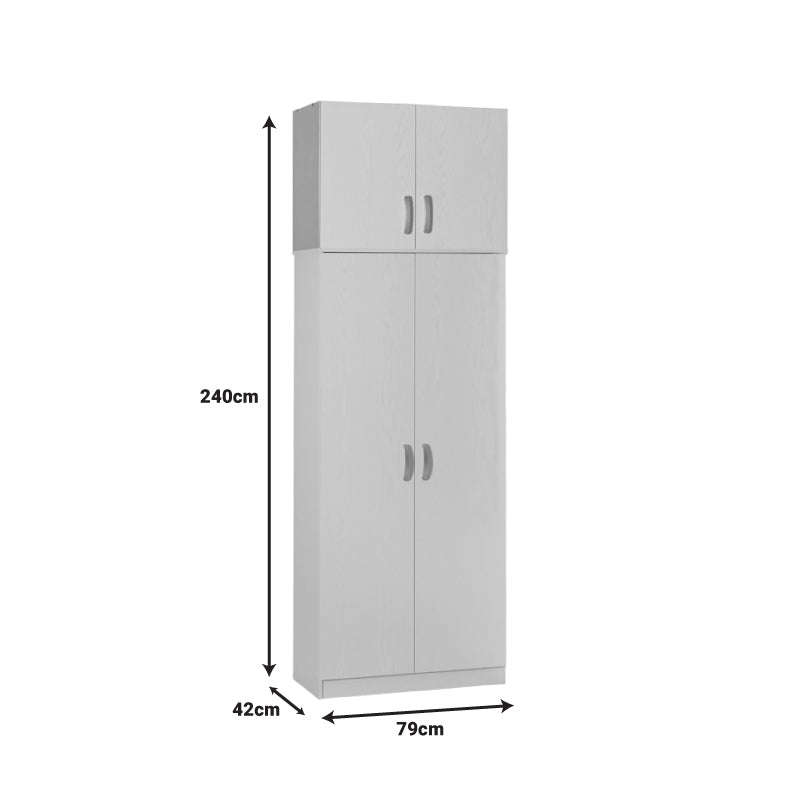 2 door wardrope and cabinet Zelia pakoworld in white color 79x42x240cm