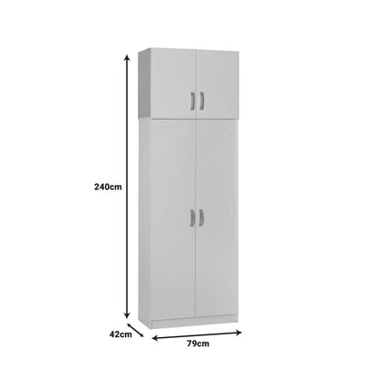 2 door wardrope and cabinet Zelia pakoworld in white color 79x42x240cm
