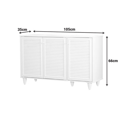 Shoe cabinet Ronan in white color 105x35x.66cm