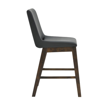 Bar stool Siera pakoworld black artificial leather - legs rubberwood walnut 45x58x95cm