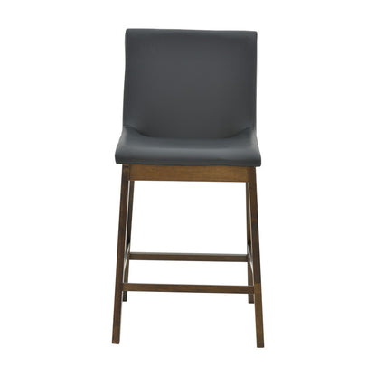 Bar stool Siera pakoworld black artificial leather - legs rubberwood walnut 45x58x95cm