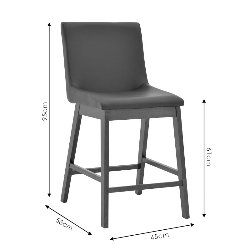 Bar stool Siera pakoworld black artificial leather - legs rubberwood walnut 45x58x95cm