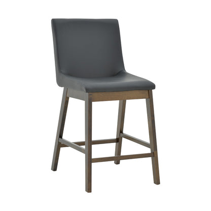 Bar stool Siera pakoworld black artificial leather - legs rubberwood walnut 45x58x95cm