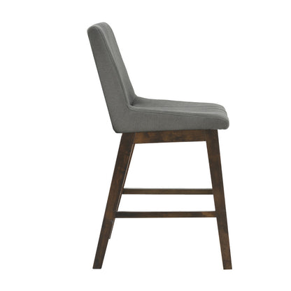 Bar stool Siera pakoworld dark gray fabric - walnut rubberwood legs 45x58x95cm