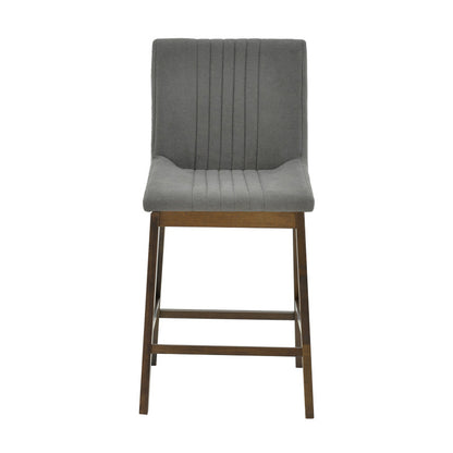 Bar stool Siera pakoworld dark gray fabric - walnut rubberwood legs 45x58x95cm