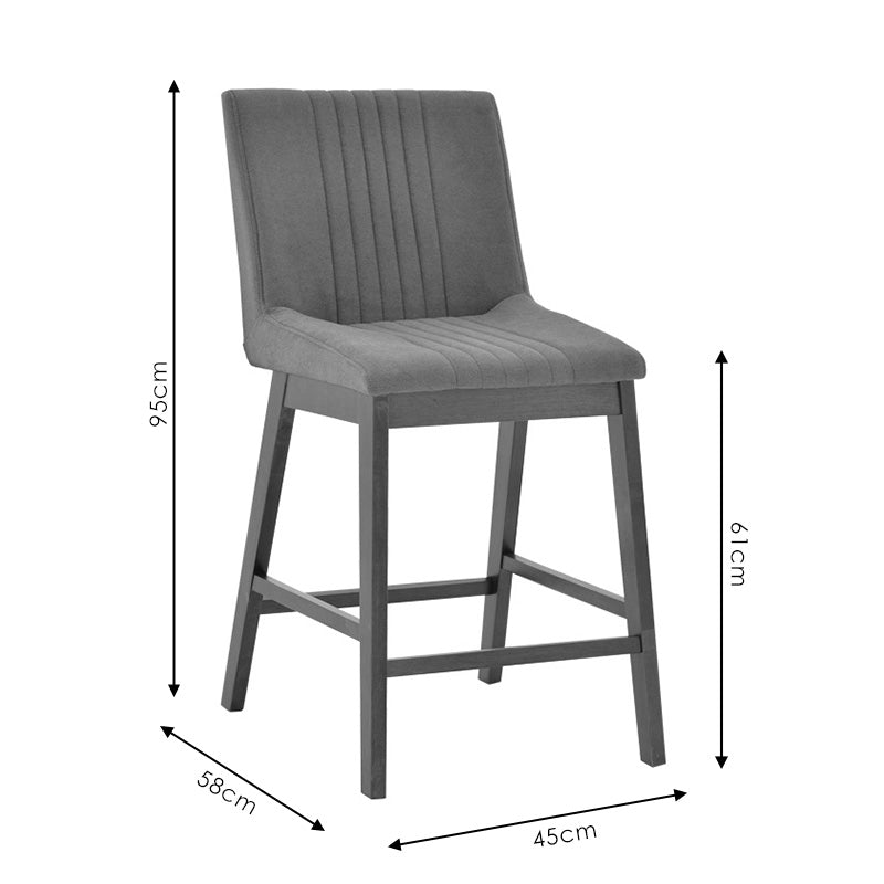 Bar stool Siera pakoworld dark gray fabric - walnut rubberwood legs 45x58x95cm